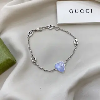 Gucci interlocking double G enamel light blue bracelet