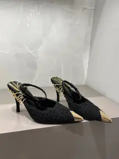 YSL Saint Laurent new beautiful chain metal pointed high heels