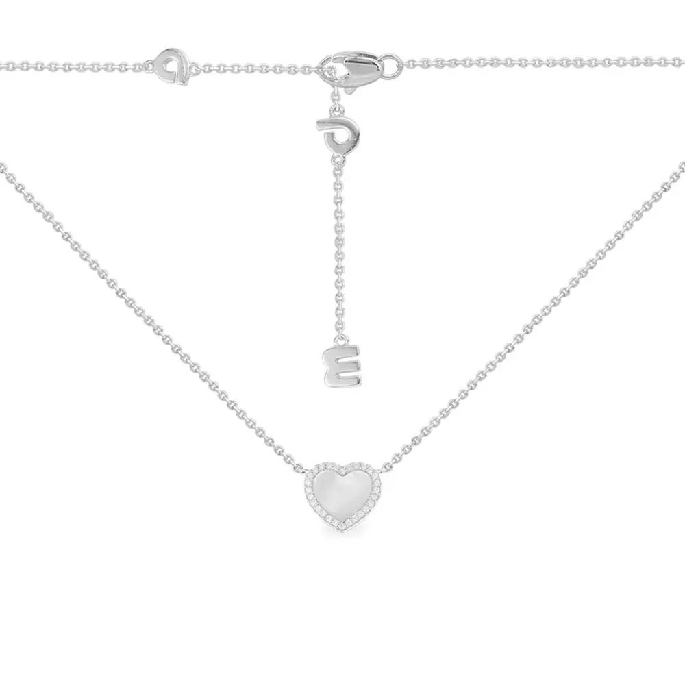 Apm monaco mini white mother-of-pearl heart adjustable necklace