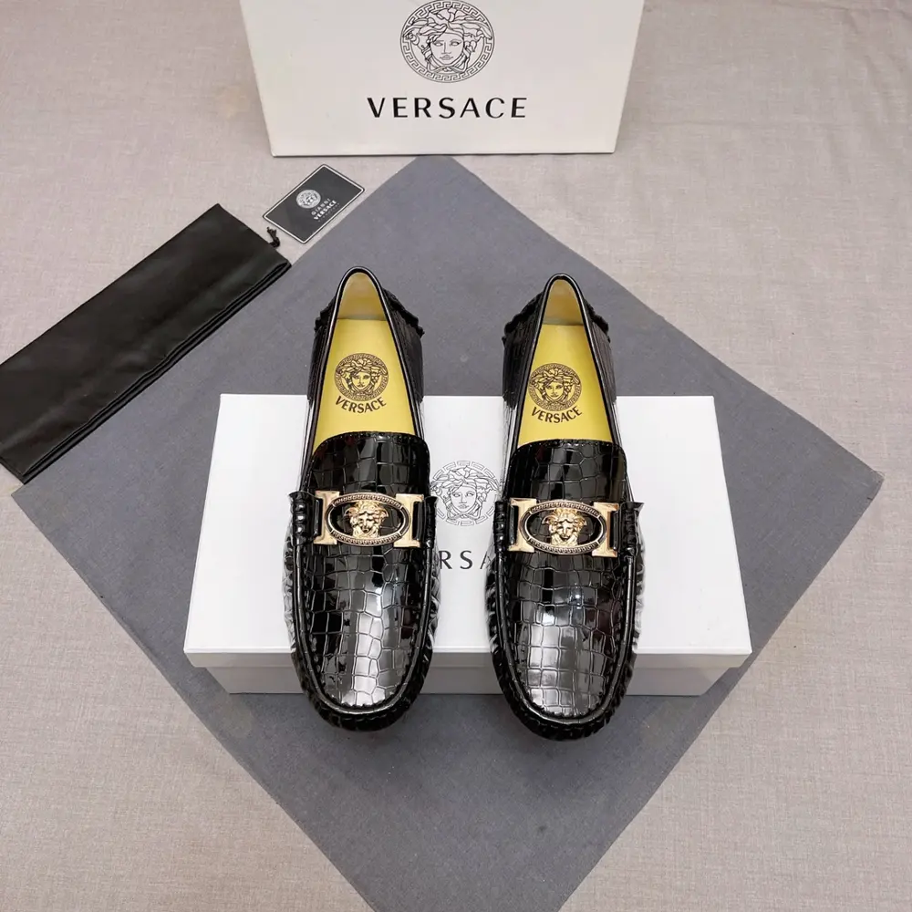 Versace Upper Italian cowhide leather + Versace brand embossing
