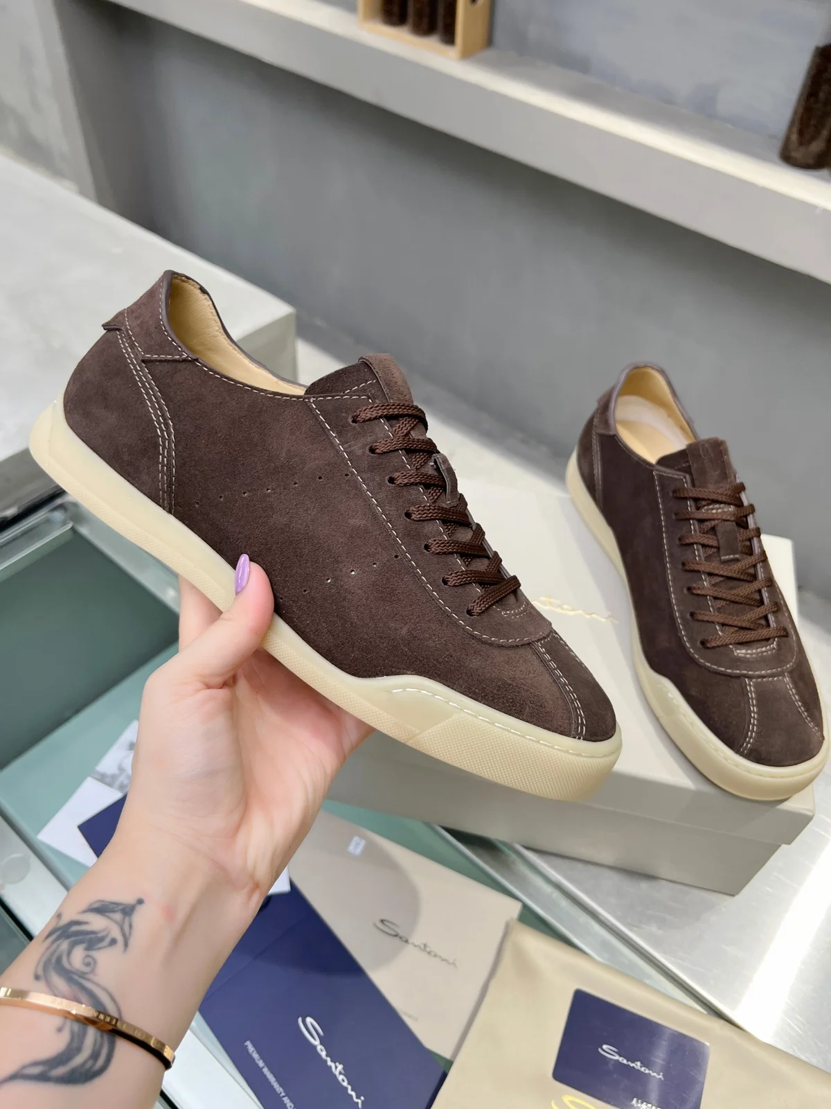 The Santoni leather goods brand originated in 1975. The founder
