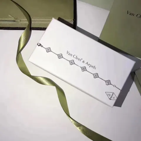 Van Cleef & Arpels Six Flower Bracelet Evergreen Mini Full Diamonds