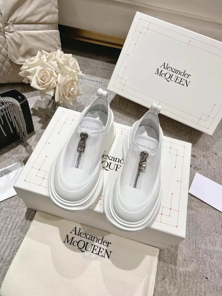 Alexander McQueen thick-soled front zipper single shoes
