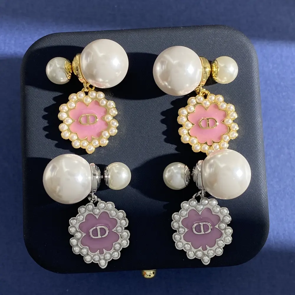 Dior fashion temperament design large and small pearls hanging in front and back irregular