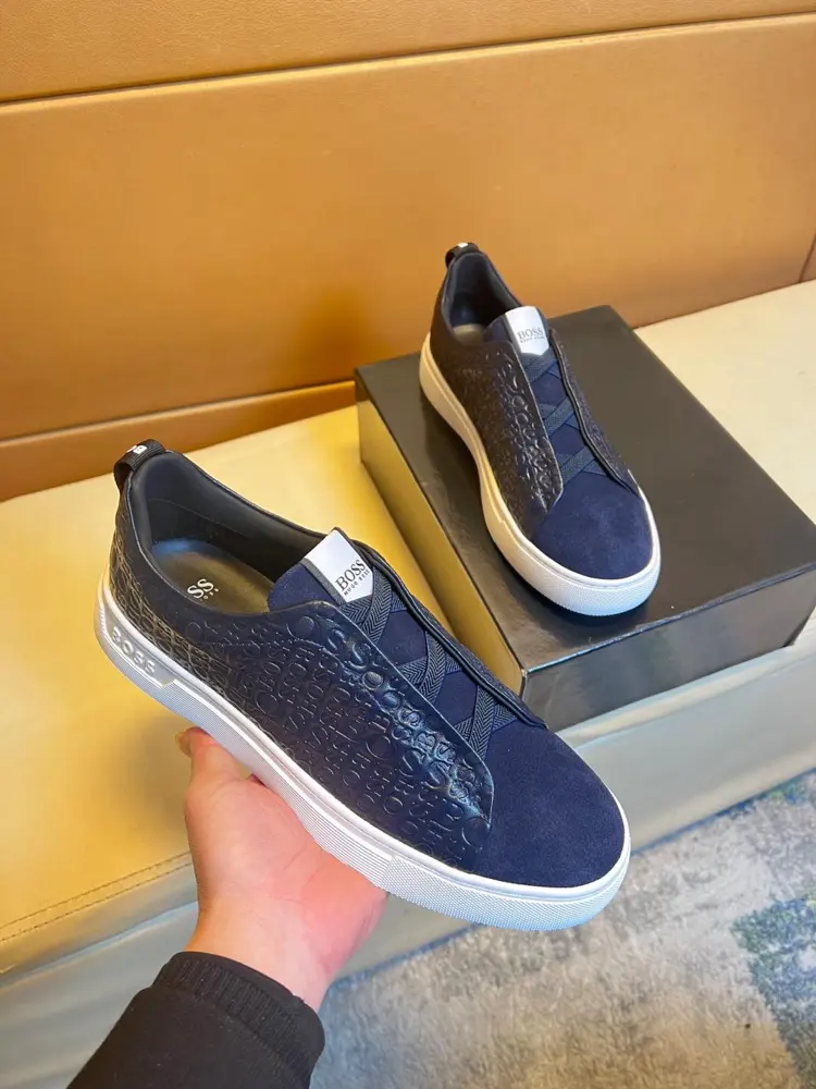 BOSS unique modern style sneakers. Original leather for casual loafers Pig lining (no