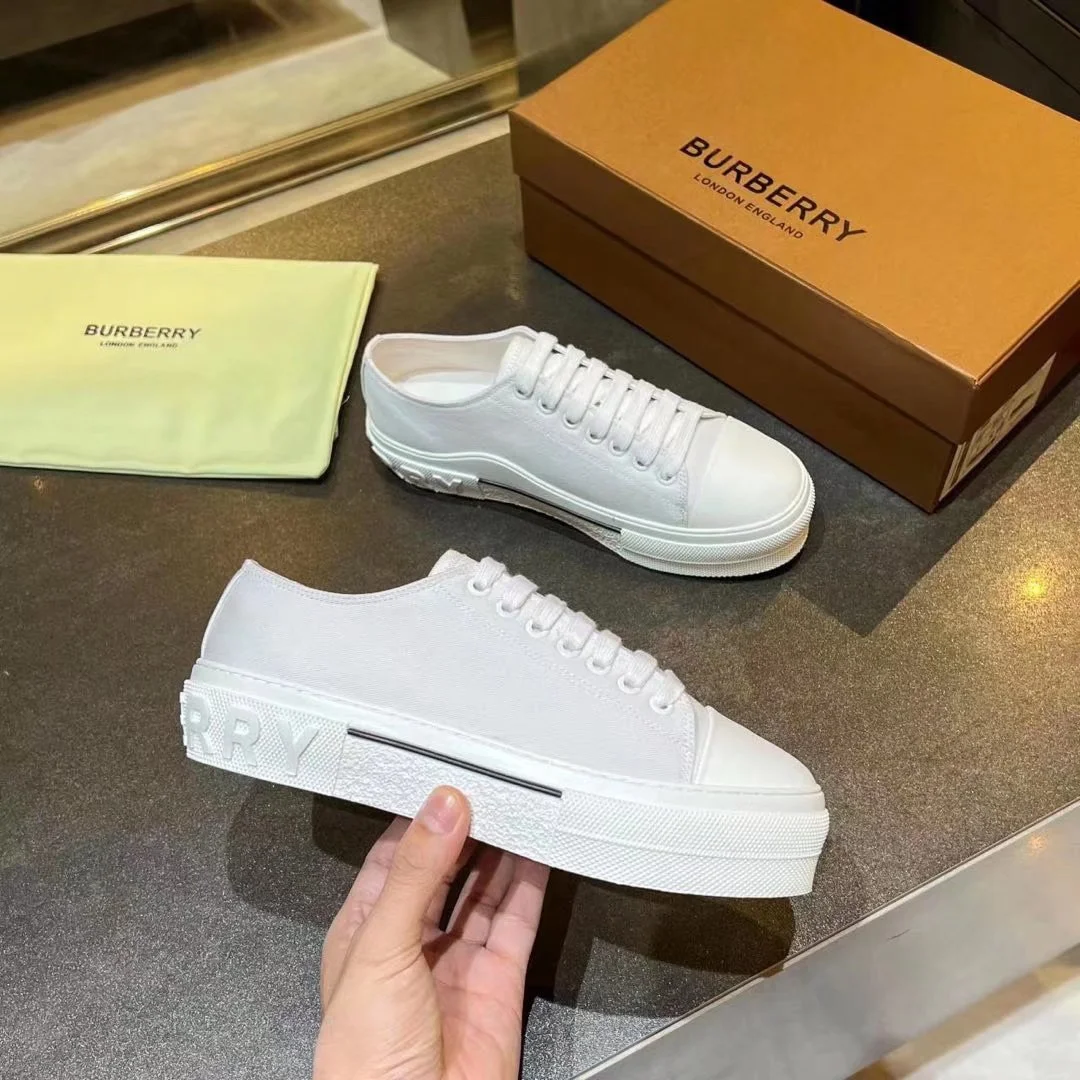 BURBERRY Retro plaid cotton sneakers