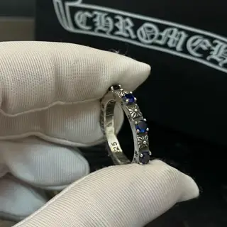 Chrome Hearts Classic Blue Diamond Cross Ring