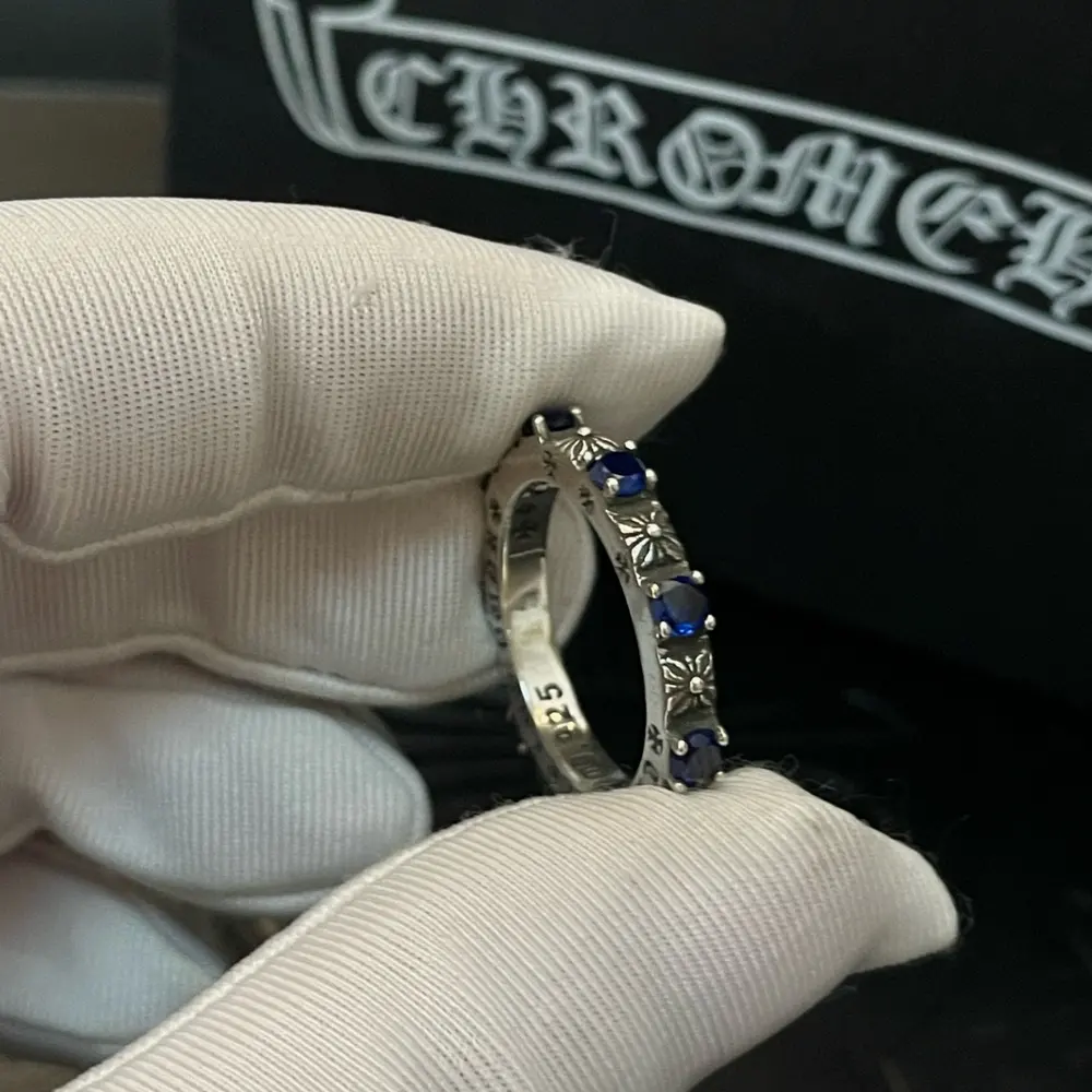 Chrome Hearts Classic Blue Diamond Cross Ring