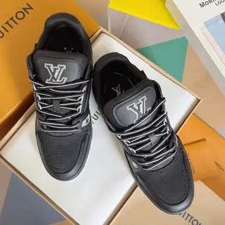 Louis Vuitton Trainer sneakers use grained cowhide leather to interpret the inspiration of