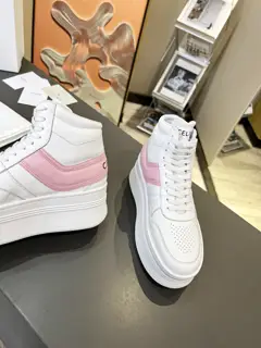 Celine thick-soled high-top white shoes