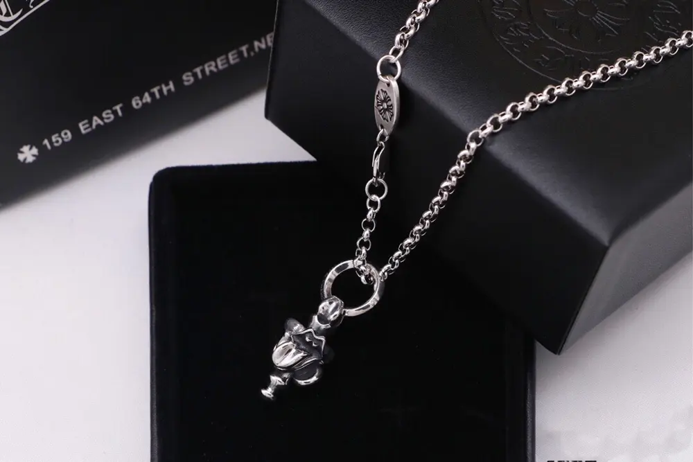 Chrome Hearts three-sided rolling stone tongue bead necklace