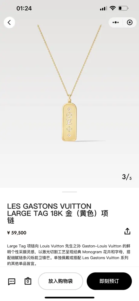 Louis Vuitton Large Tag necklace