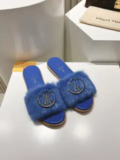Louis Vuitton full leather flat open toe sandals