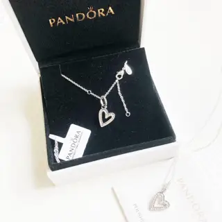 Pandora Pavé hand-painted heart necklace