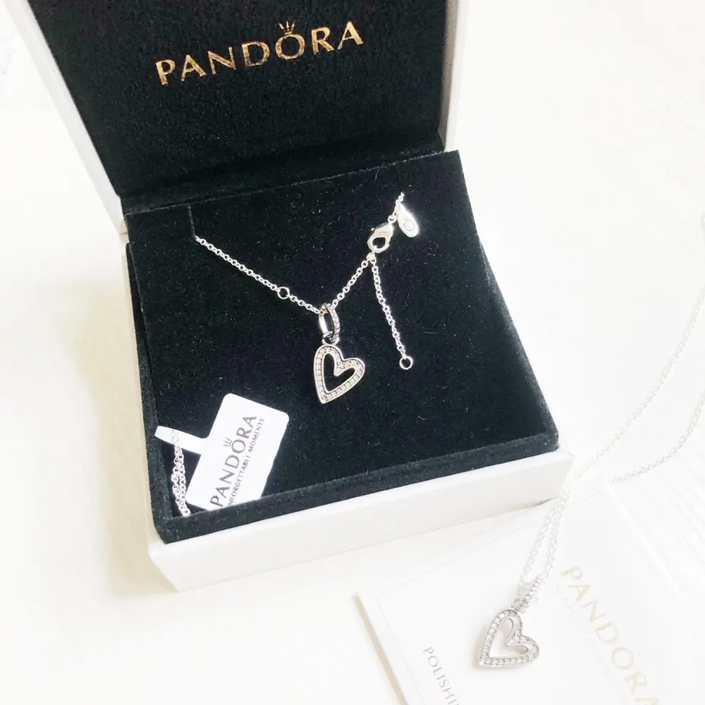 Pandora Pavé hand-painted heart necklace