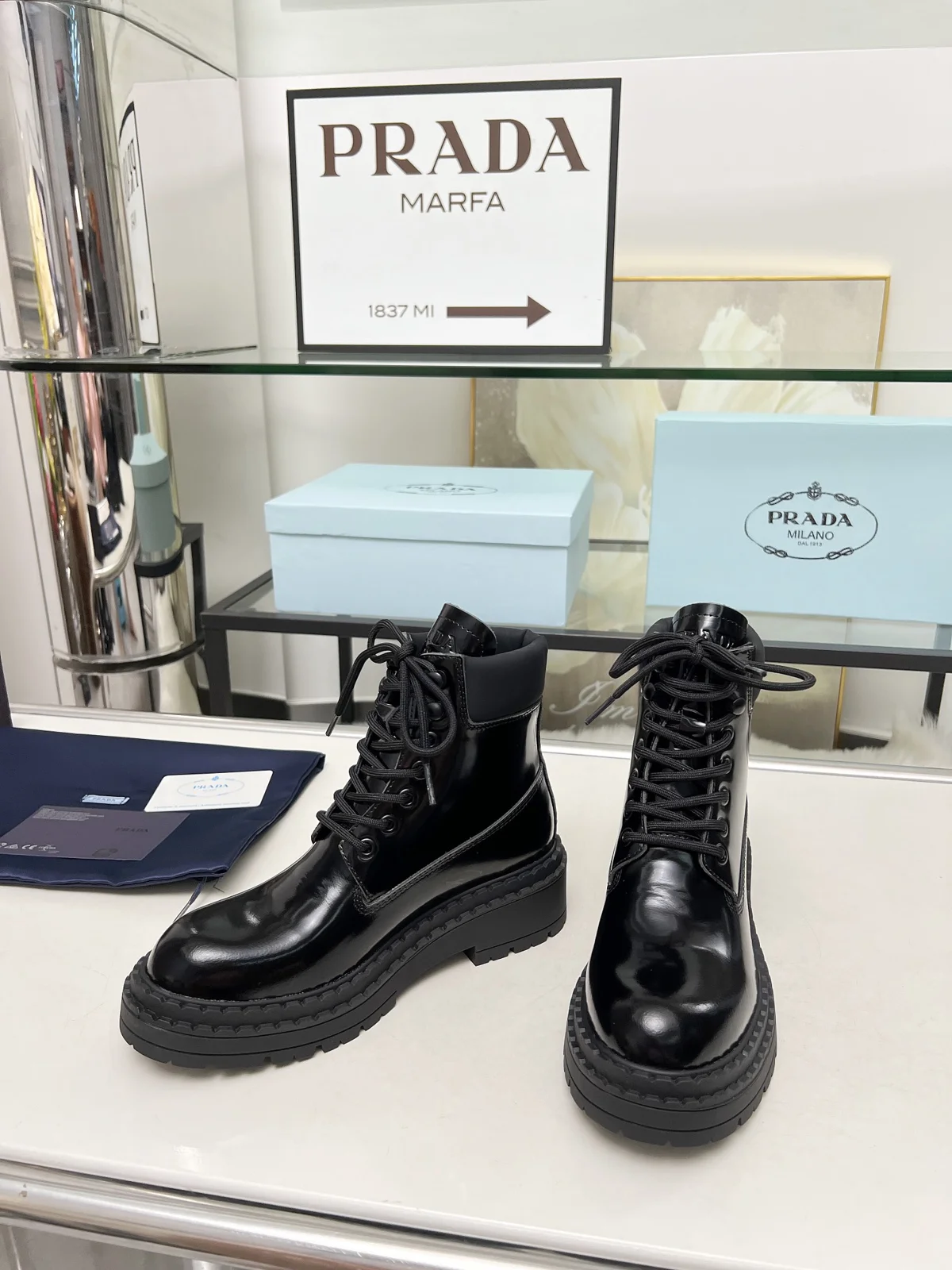 Prada platform thick sole pocket triangle label Boots