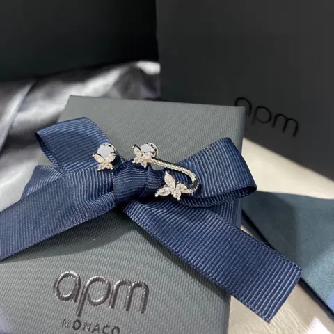 Apm monaco asymmetrical butterfly earrings silver white simple design earrings sterling