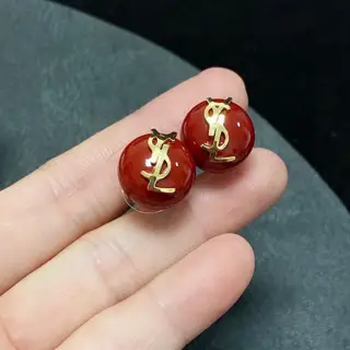 Yves Saint Laurent red pearl earrings