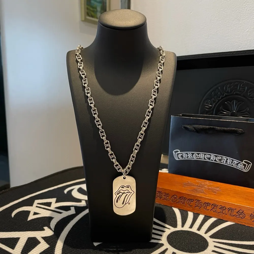 Chrome Hearts Classic Retro Multi-element Letter Necklace Military Brand Tongue Pendant