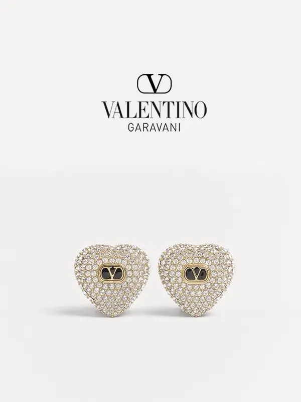 Valentino heart-shaped diamond stud earrings