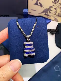 Apm monaco Saint-Tropez Yummy blue and white beaded necklace for women with striped