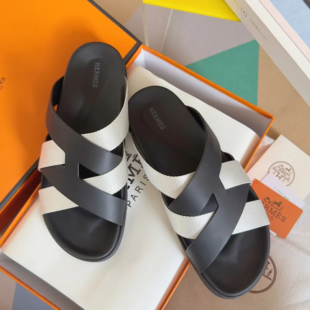 Hermès Kazimir series cross webbing waterproof platform sandals retro second uncle shoes H
