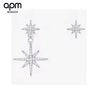 APM Monaco sterling silver asymmetrical meteor earrings with crystal diamonds