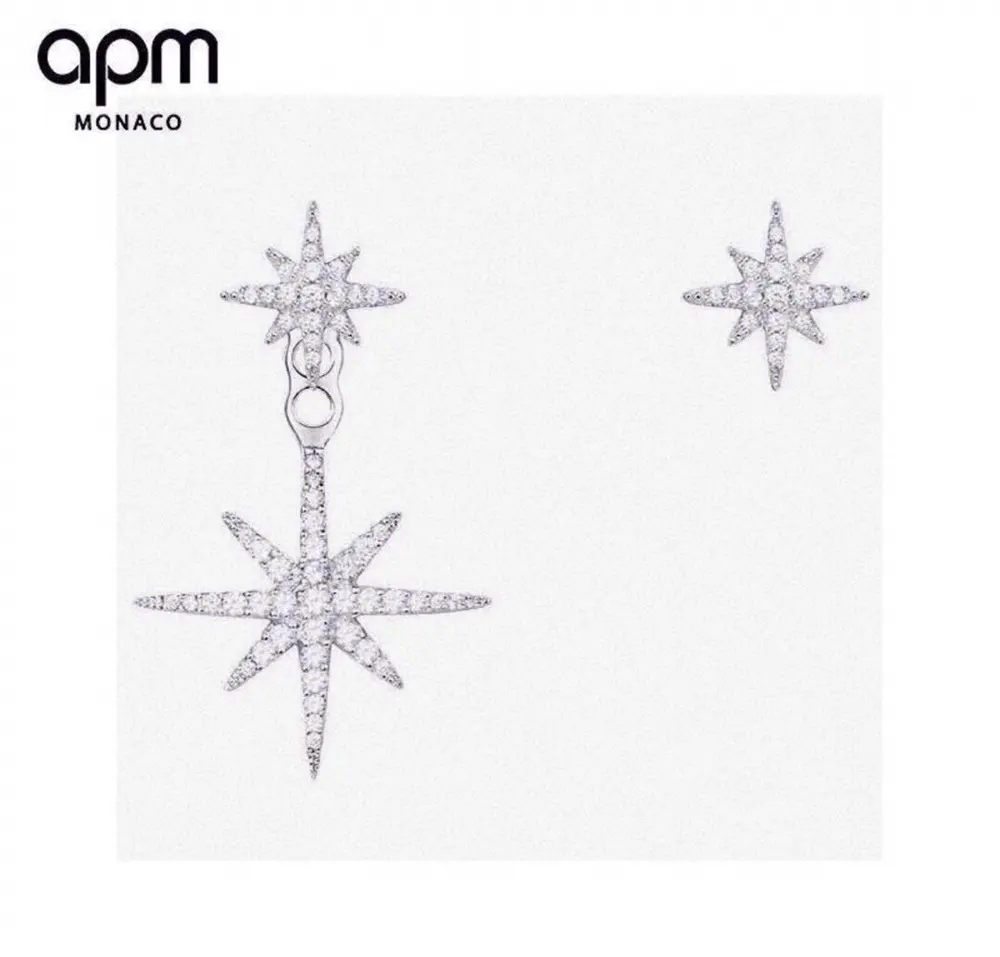 APM Monaco sterling silver asymmetrical meteor earrings with crystal diamonds
