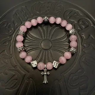 Chrome Hearts classic retro multi-element pink cat’s eye bracelet