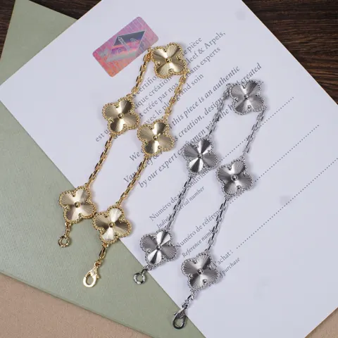 Van Cleef & Arpels laser engraved five-flower bracelet