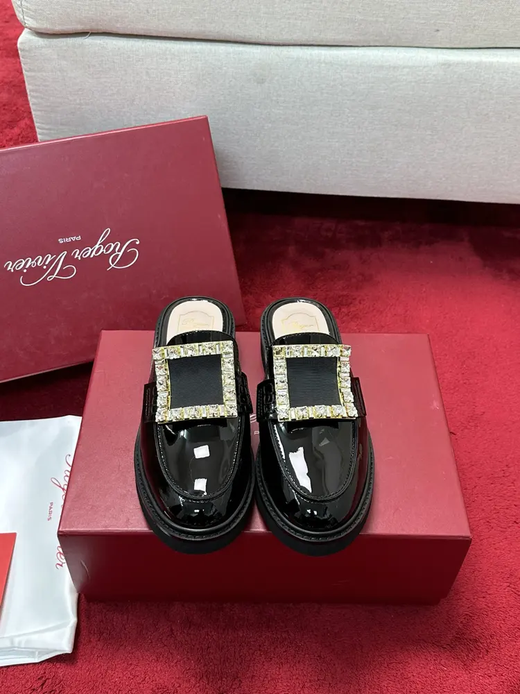 Roger Vivier Diamond Buckle Mule Slippers