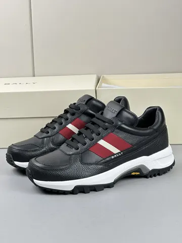 Bally original calfskin contrast stripe lace casual sneakers