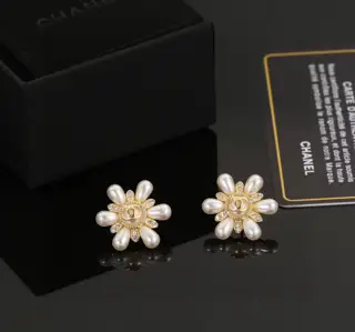 Chanel Sunflower Pearl Earrings