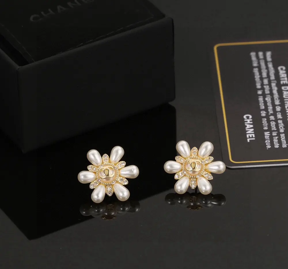 Chanel Sunflower Pearl Earrings