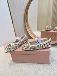 MIUMIU Classic Rhinestone Mary Jane Shoes Ballet Shoes