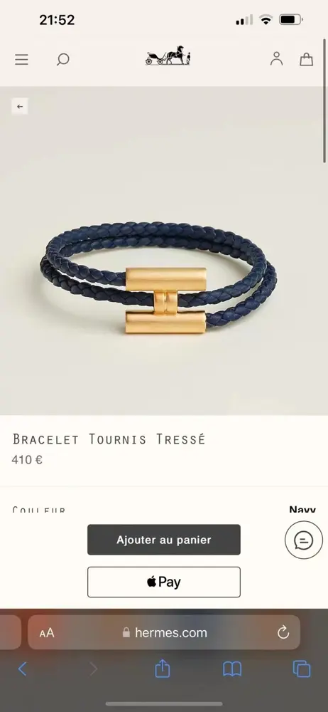 HERMES men’s double-circle leather bracelet