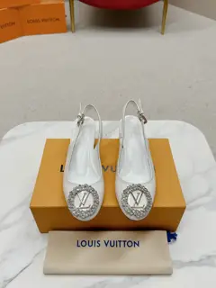 The classic Louis Vuitton stiletto has a smooth calfskin upper with a striking silver metal