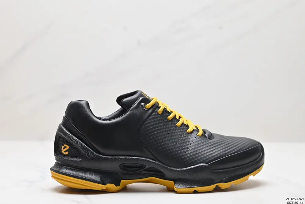 ecco leather round toe lace-up non-slip wear-resistant low-top casual shoes 800334