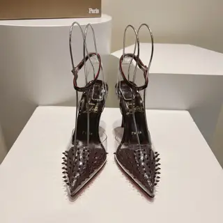 Christian Louboutin pointed high heel transparent rivet sandals