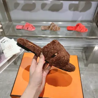 Hermès full leather rabbit fur model Shoes