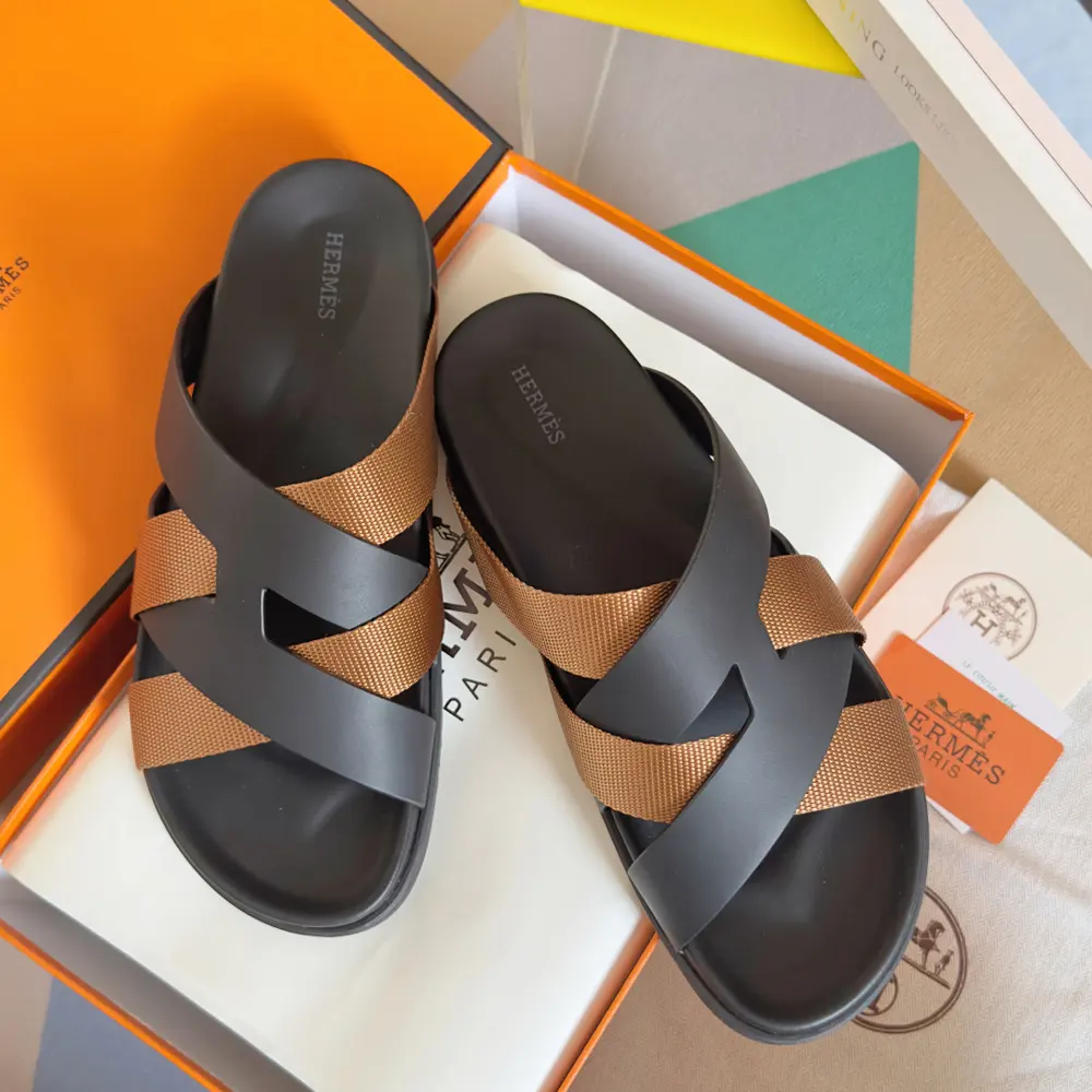 Hermès Kazimir series cross webbing waterproof platform sandals retro second uncle shoes H
