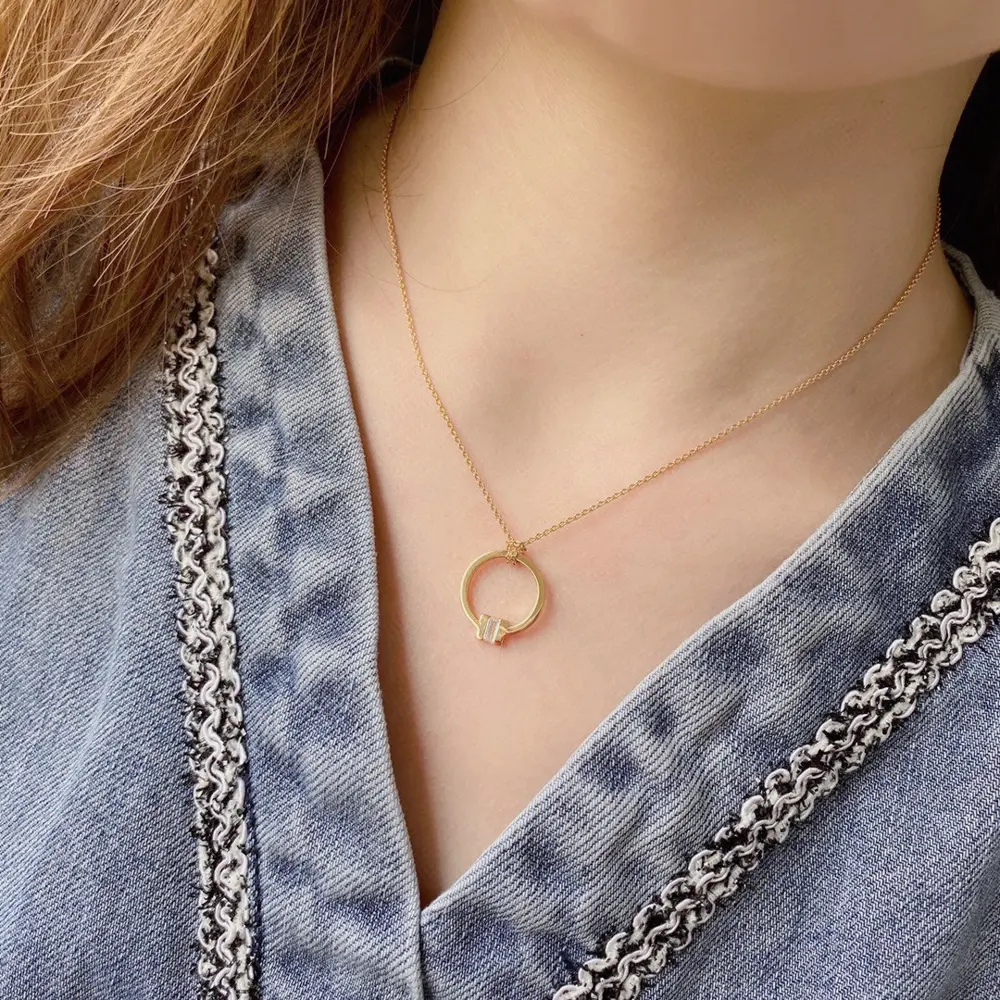 Tiffany double T necklace s925 sterling silver with thick gold plating