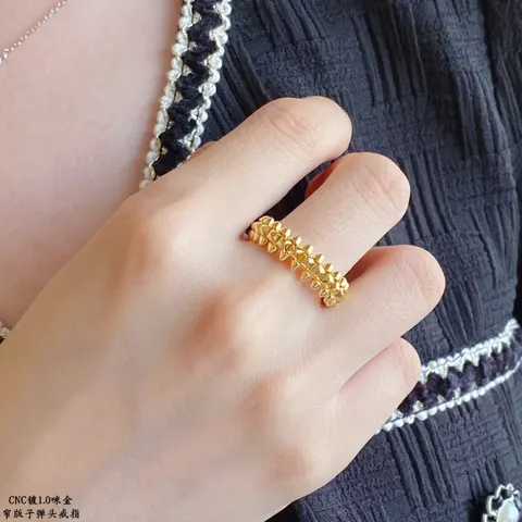 Cartier narrow bullet ring The most popular ring V-gold plated with gold Size 678