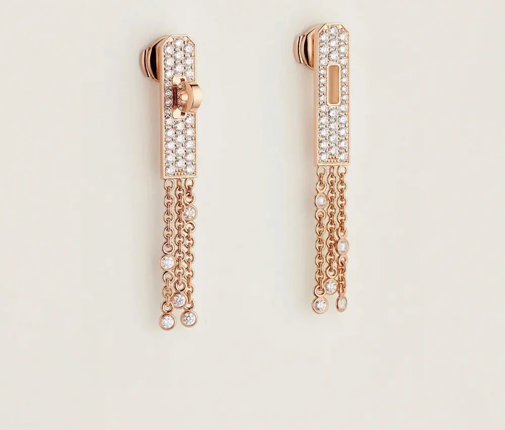 Hermes Kelly full diamond tassel earrings