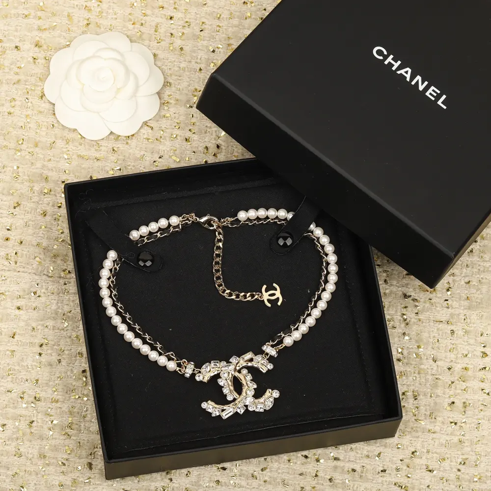 Chanel Double C Shaped Diamond Choker Necklace