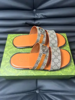 Gucci Double G Presbyopic Flip Flops Cross Sandals Thick Sole Slippers Beach Shoes