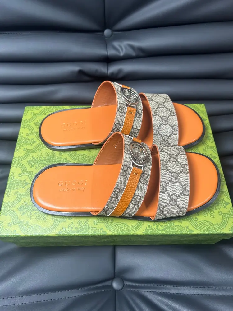 Gucci Double G Presbyopic Flip Flops Cross Sandals Thick Sole Slippers Beach Shoes
