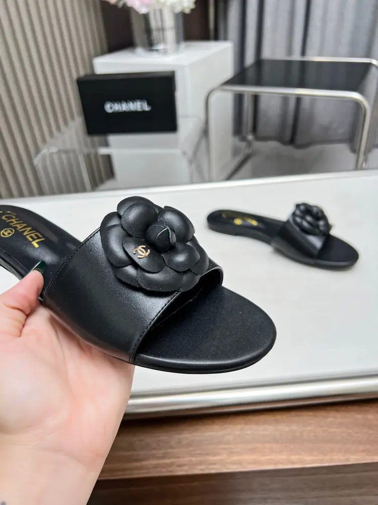 Chanel Camellia slippers