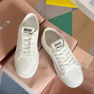 Miu Miu Miu latest model canvas thick sole biscuit shoes denim casual sports shoes