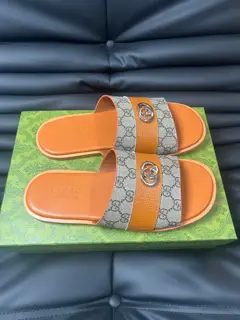 Gucci Double G Presbyopic Flip Flops Cross Sandals Thick Sole Slippers Beach Shoes